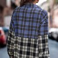thumbnail image 4 of Camisa de mujer Blusa con estampado de cuadros Manga larga Solapa con botones para invierno Otoño Azul M, 4 of 6