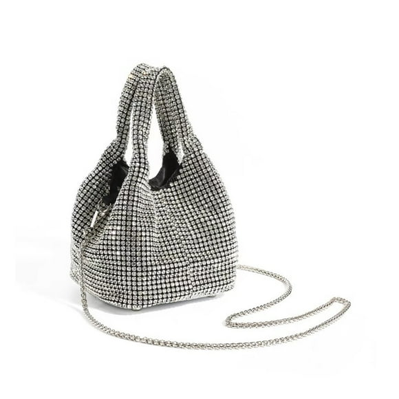 Xingzhi Rhinestone Tote Bag Fashion Accessory For Trendsetting Women Women Bling Bling Sparkle Purse PU Size Unique silver 1Set