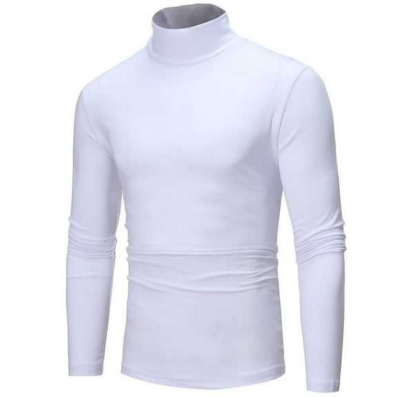 CENL Men's Casual Slim Turtleneck Long Sleeve Tops Pullover T-Shirt Solid Color