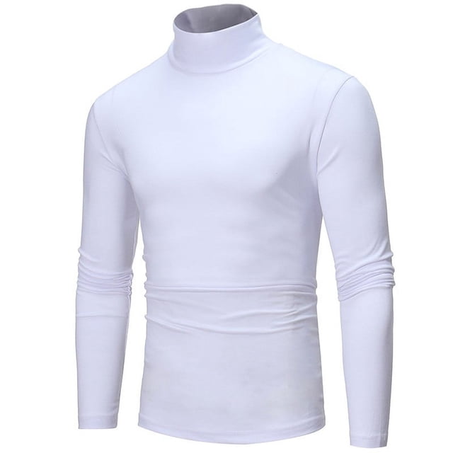 MYG T-Shirt Décontracté Slim à Col Roulé Manches Longues pour Hommes Couleur Unie