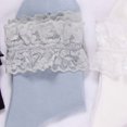 thumbnail image 5 of Womens Ruffle Socks Fancy Lace Trim Ankle Socks Breathable Super Soft Denim Blue 3 Pairs, 5 of 5
