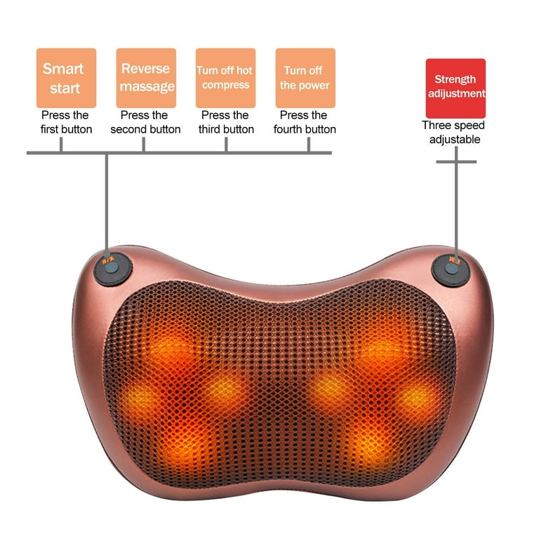 Shiatsu Back and Neck Massager with Heat，Electric Deep Tissue 3D Kneading  Massage Pillow for Shoulder, Legs, Foot and Body, Relax Gifts for Women Men  Mom Dad 
