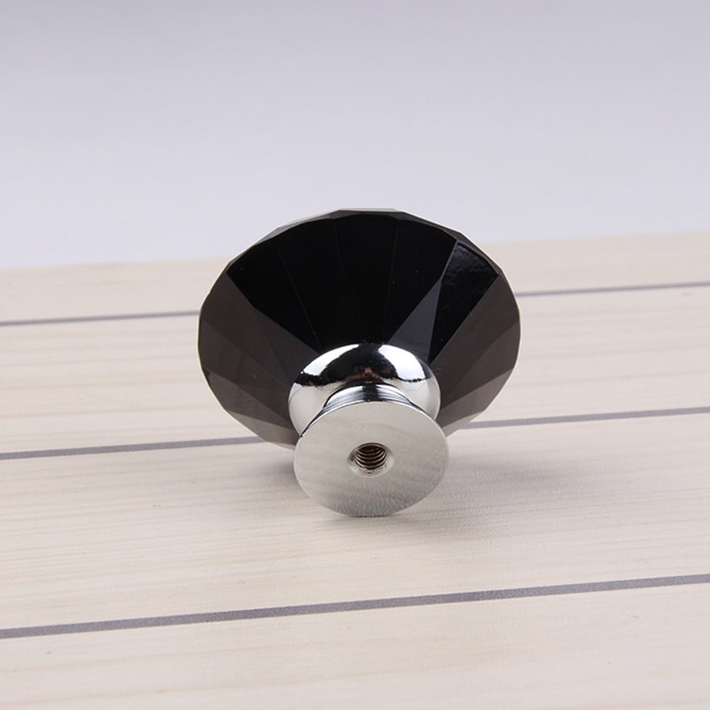 Unique Black Diamond Shape Crystal Ball Door Knobs Zinc Alloy Pull