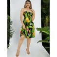 thumbnail image 4 of LA LEELA Women's Summer Smocked Mini Flowy Beach Tube Dress One Size Black, Leaves, 4 of 4