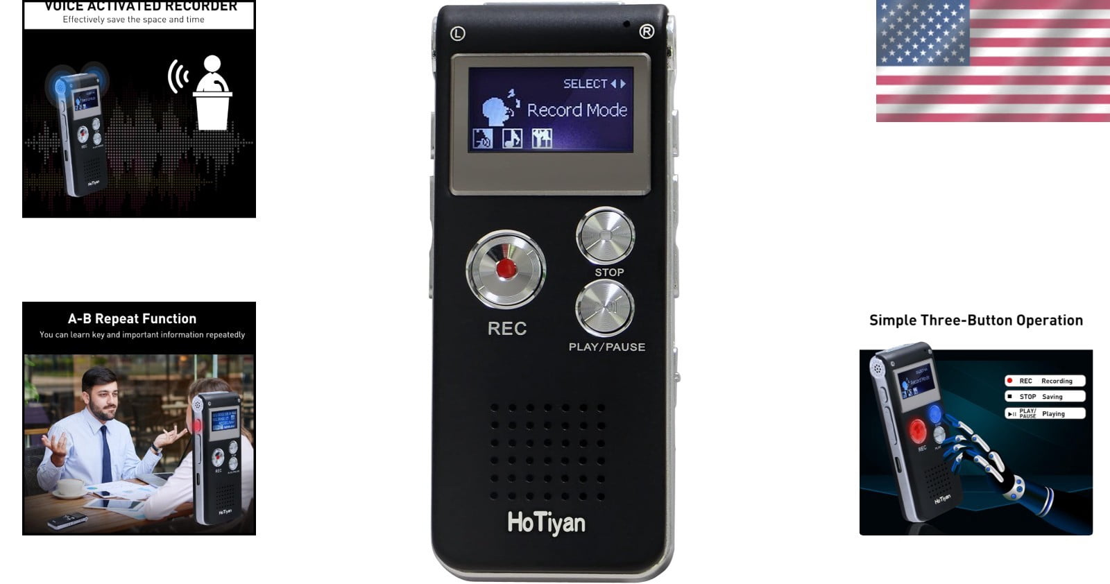 Compact 16GB Voice Recorder with Noise Reduction - Optimal for Classrooms & Work