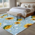thumbnail image 4 of Blue Yellow Sunflower Area Rugs 5'x8', Washable Small Throw Rugs for Classroom Bedroom, Summer Botanical Farmhouse Floral Indoor Outdoor Rug Non-Slip Low Pile Carpet Runner Reversible Floor Mats, 4 of 8
