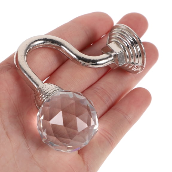 Raindrops Clear Crystal Curtain Holdback Hooks with Silver Wall Mount Tassel Tiebacks for Drapes