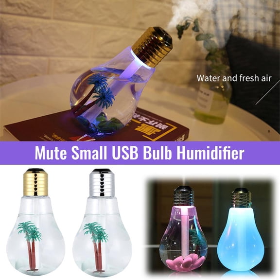 Creative Bulb Humidifier, 400ml USB Rechargeable Personal Desk Humidifier with 7 Color LED Mood Light, Portable Aroma Diffuser for Home Office Bedroom Car