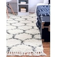 thumbnail image 5 of Unique Loom Hygge Shag Collection Area Rug - Trellis (9' x 12' 2" Rectangle Ivory/Gray), 5 of 7