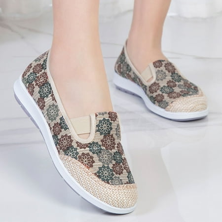 

Alueeu Women s casual shoes Ladies Shoes Ethnic Style Casual Shoes Animal Flowers Print Elastic Strap Casual Shoes