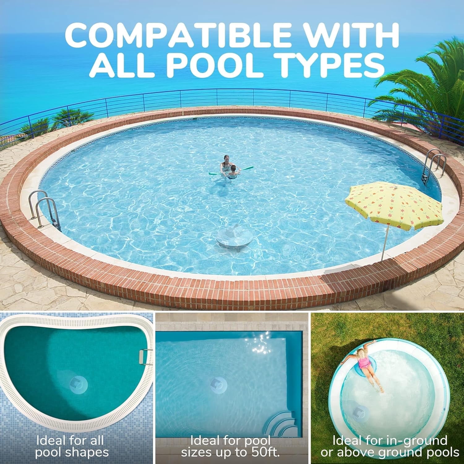 Seauto Cordless Pool Robot Vacuum, Auto Clean All Pools, Easy Maintenance