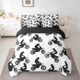 thumbnail image 2 of jejeloiu Extreme Games Motorcycle 7-Piece Twin Bedding Sets,White Black Bedding Comforter Set For Boys Teens Reversible, 2 of 8
