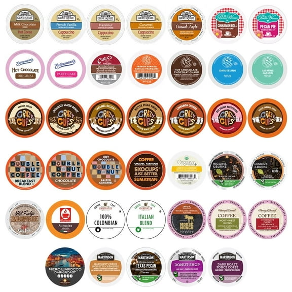 Perfect Samplers Coffee, Tea, Cider,Cappuccino For Keurig K Cups Brewers, Mix 40 Count