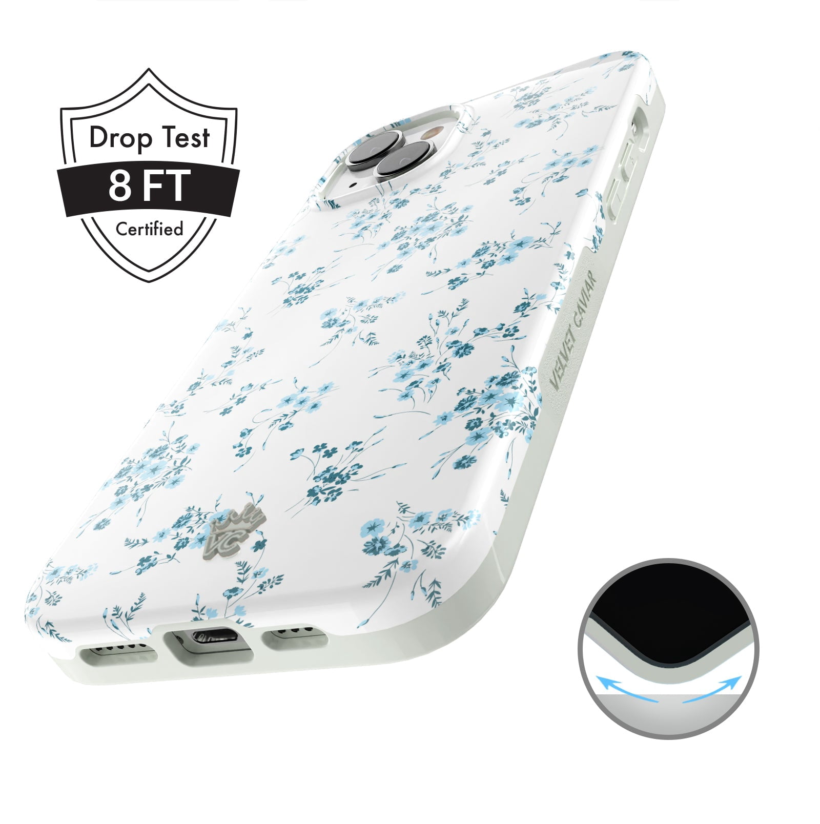 VELVET CAVIAR iPhone 15 Plus Case Flowers - Compatible with MagSafe - Cute Protective Phone Cases for Women - French Blue Floral