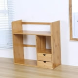Maydear Bamboo Desktop Bookshelf with 2 Drawers, Desk Storage Organizer ...