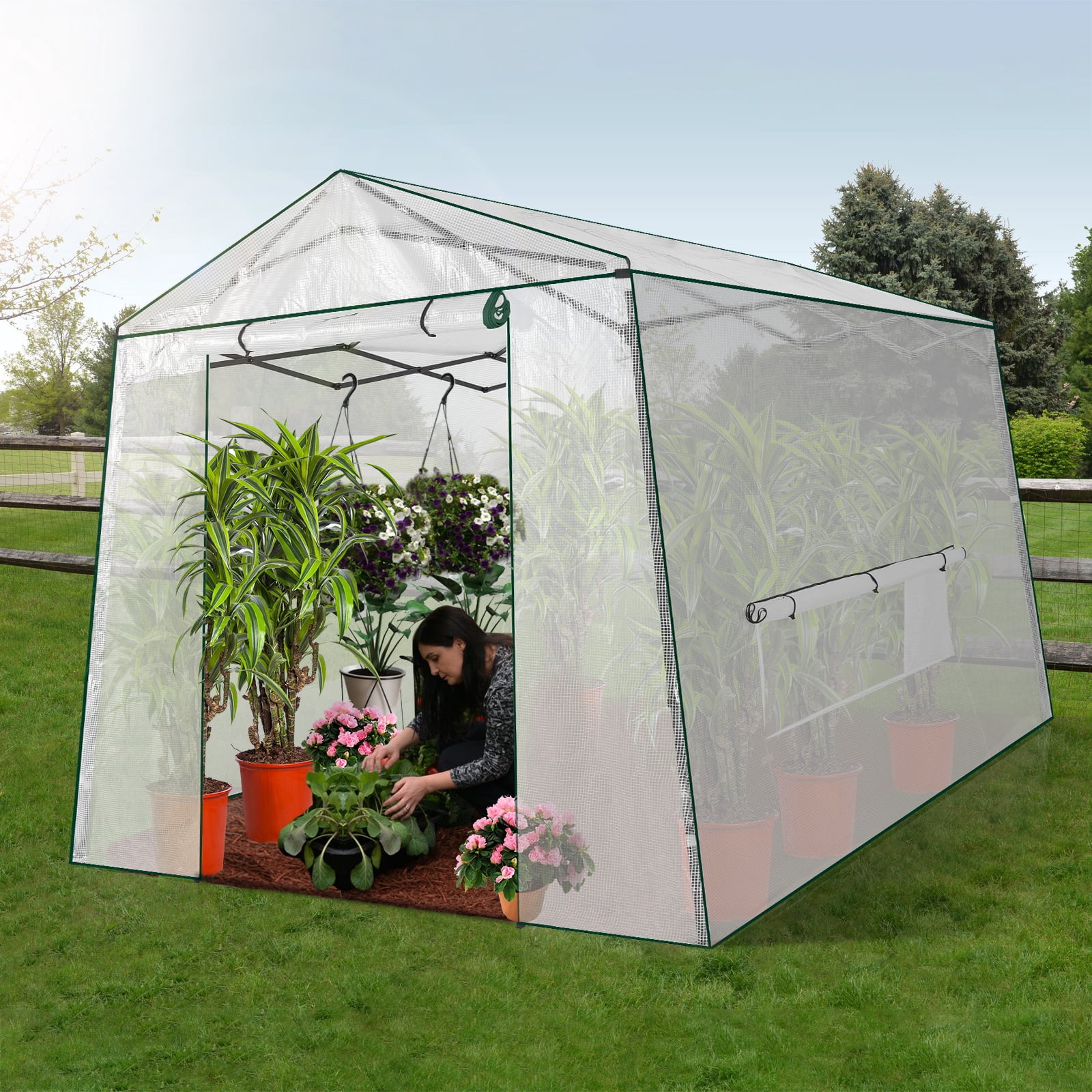 Meetleisure 8.5 ft x 11.2 ft x 7.4 ft Pop-up Outdoor PVC Greenhouse, White