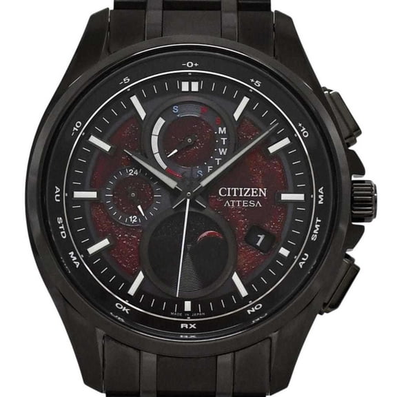 Pre-Owned Citizen Attesa Red Black Eco-Drive Watch BY1005-73Z H874-005HK02 Men's Titanium...