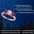 thumbnail image 2 of Gem Stone King 18K Rose Gold Plated Silver Lab Grown Diamond and Red Ruby Engagement Ring for Women | 1.84 Cttw | Round 6MM | Gemstone April Birthstone | Size 6, 2 of 6