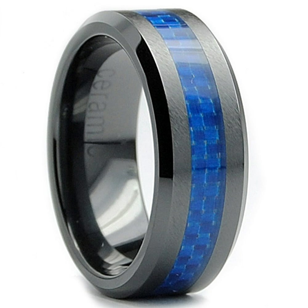 RingWright Co. 8MM Flat Top Men's Black Ceramic Ring