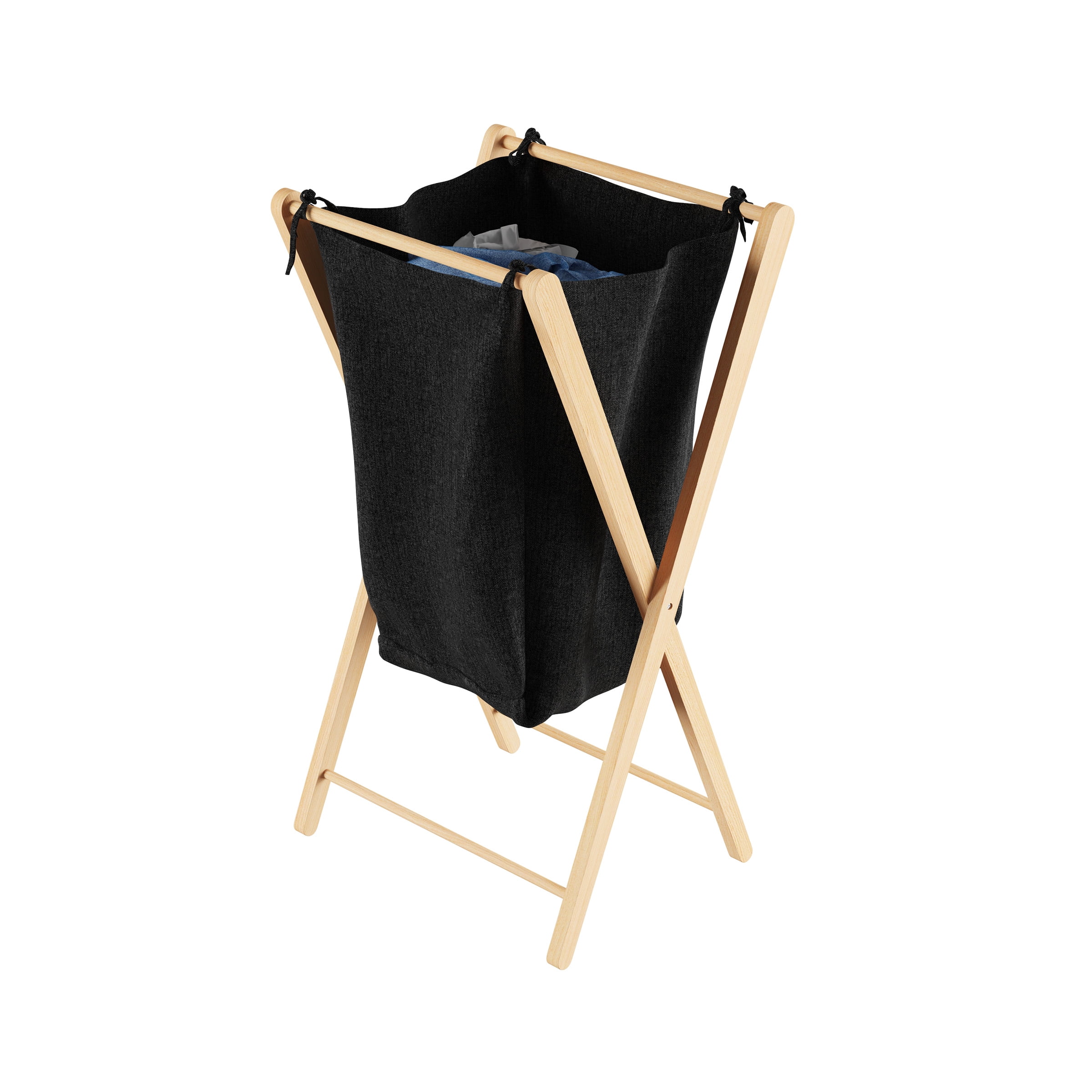 53x50 cm black Laundry bag with bamboo frame 