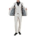 thumbnail image 2 of Julinie 3-Piece Solid Sharkskin Suit Set with Jacket, Vest, and Dress Pants, Slim Fit, 2 of 5