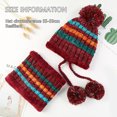 thumbnail image 2 of Gorro de invierno para mujer, conjunto de bufanda circular peruana, orejeras de esquí, pompones con forro polar de doble capa, 2 of 7