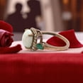 thumbnail image 3 of 14k Solid Rose Gold Opal & Emerald Statement Ring with Moissanite Accents - Dainty Promise Ring, Perfect Wedding & Anniversary Gift for Wife", 3 of 7