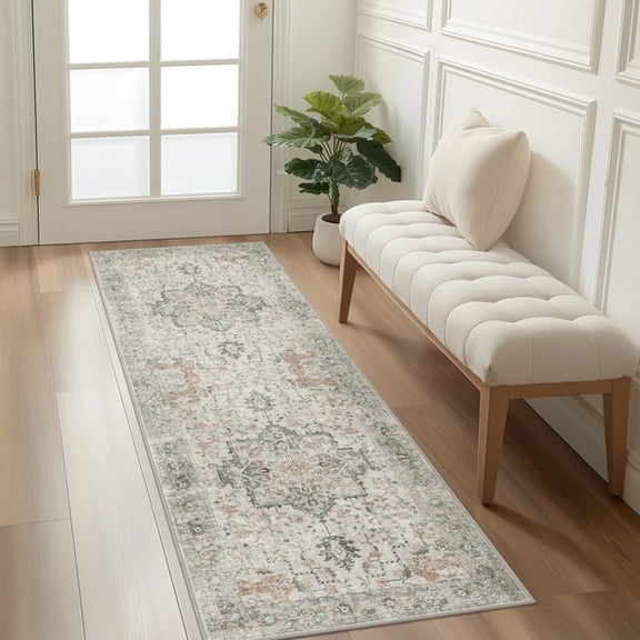 KUETH 2'x10' Machine Washable Rug, Ultra Thin Non Slip Rugs, Indoor Runner Rugs for Entryway, Bedroom
