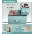 thumbnail image 6 of YYEAN Dresser with 7 Drawers - Furniture Storage Chest for , Teens, Nursery, Playroom, Clothes, Toys - Steel Frame, Wood Top, Tie-dye Fabric Bins-Pastel Aqua, 6 of 8