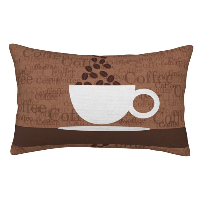 Fotbe Coffee Cafe Cup Funda de Almohada Decorativa Estilo Occidental, Lujo en Algodón, Fundas para Almohadas King, Cojín Estampado para Decoración del Hogar-14"x20"