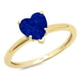 thumbnail image 3 of 1.25 ct Heart Cut Simulated Blue Sapphire Solitaire 18K Yellow Gold Womens Engagement Ring, 3 of 4