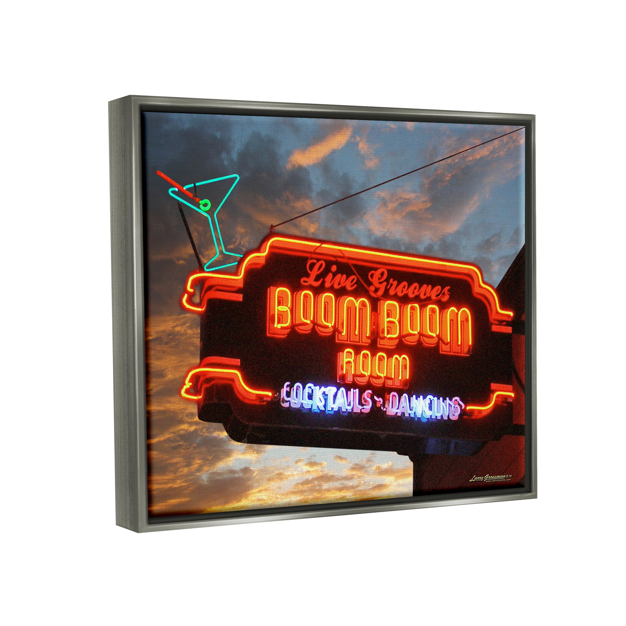 Stupell Industries Boom Room Cocktail Bar Food & Beverage Photography Gray Floater Framed Canvas Art Print Wall Art, 31 x 25