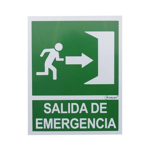 Señal "Salida De Emergencia Derecha" 40x20cm KARLEN Salida de emergencia (Lado Derecho)