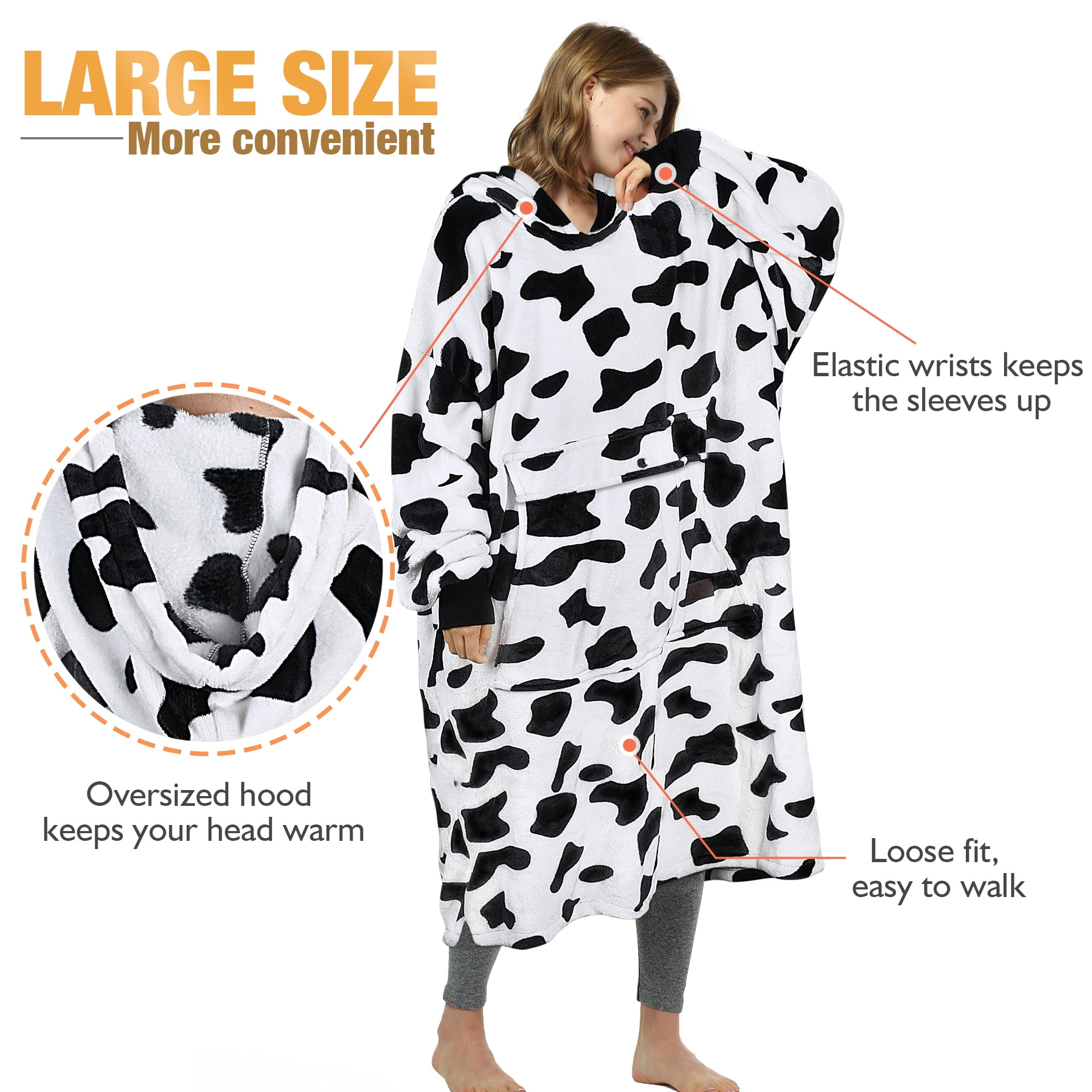 Catalonia Full Body Oversized Blanket Hoodie Sweatshirt, Extra Long Wearable Fleece Pullover, Gift for Adult Men Women Wife Girlfriend