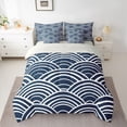 thumbnail image 3 of Feelyou Lake House Teens Twin Bedding Sets 7-Piece, Blue Stripes Abstract Bedding Comforter Set, Vintage Japanese Style Reversible Sheet Sets, Super Cozy Room Decor, 3 of 9