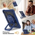 thumbnail image 2 of Heavy Duty Shockproof Case for iPad Pro 11 2025 / 2024,Anti drop silicone+PC Layer Protective Case 360 ° Rotating Square Handle Stand With Shoulder Strap,Dark blue, 2 of 8