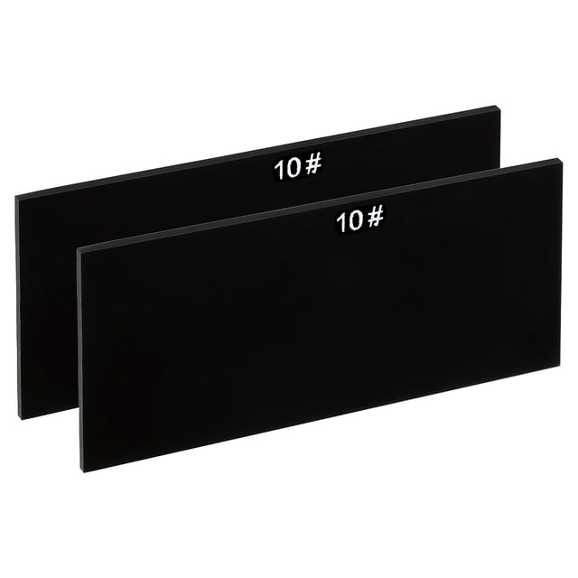 Placas de filtro de oscurecimiento de vidrio endurecido negro de 4-1/4" x 2" sombra de lente de soldadura 10, paquete de 2
