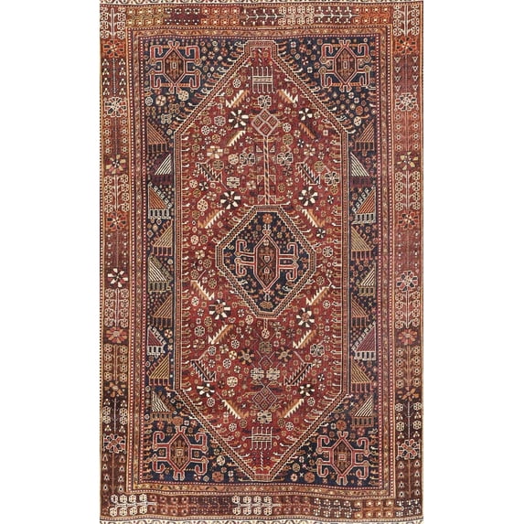 Ahgly Company Machine Washable Indoor Rectangle Traditional Saffron Red Area Rugs, 4' x 6'