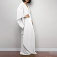 thumbnail image 4 of Luxalzxs Womens Beach Cover Up Solid Color V Neck Batwing Sleeve Swimsuit Cover Up Caftans Long Dress Plus Size Beach Kaftan Dresses, 4 of 6