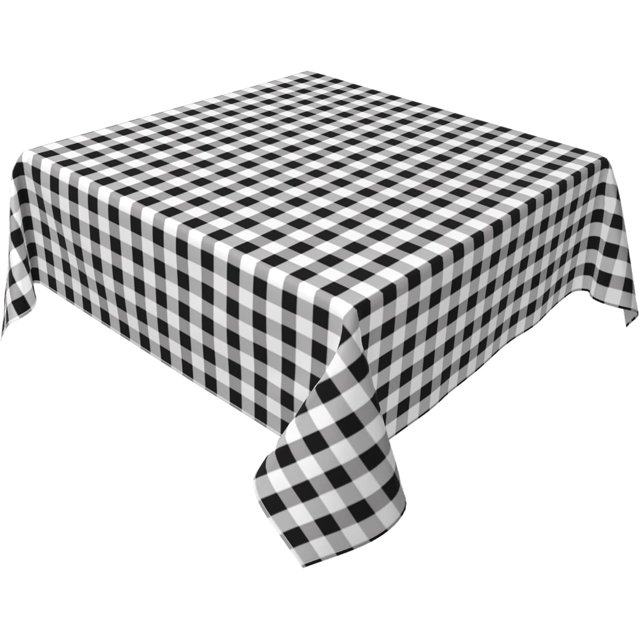 Square Tablecloth 54 x 54 Inch, White Black Buffalo Check Plaid Square Tablecloth Wipeable Table Top Cover Kitchen Tablecloths for Restaurant, Picnic, Indoor and Outdoor Dining