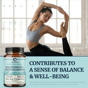 Magnesium Ashwagandha Calming Supplement for Adults | Magnesium Supplement to Support Rest, Calm Mood, Muscle Health & Stress Relief | 120 Ct