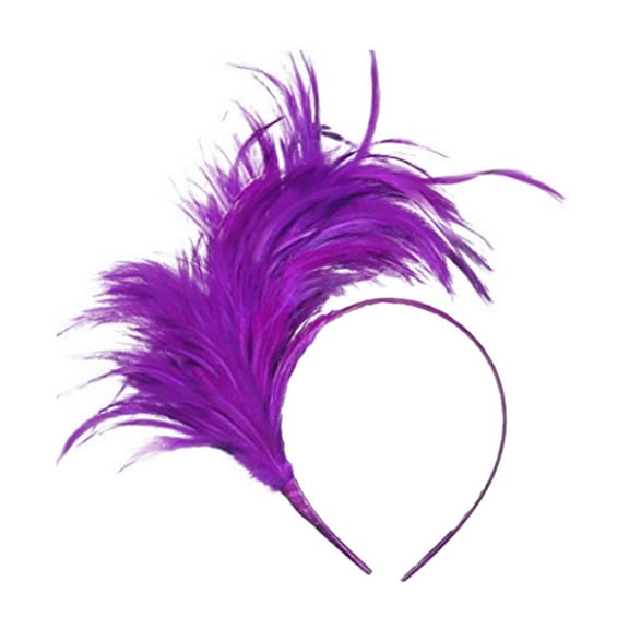 Tunhigl Feather Headband Carnival Party Headpiece Elastic Adjustable Festive Headband for Dance Events Special Occasions Purple
