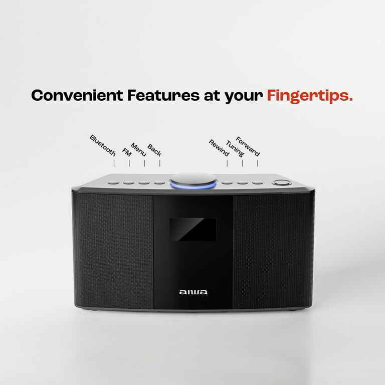 Aiwa Exos-5 Wireless Bluetooth Hi-Fi Home Speaker, FM Radio, Alarm