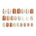 thumbnail image 1 of Uñas postizas brillantes de cobertura completa con puntas de color otoñal, color sólido, estampado floral, 1 of 5