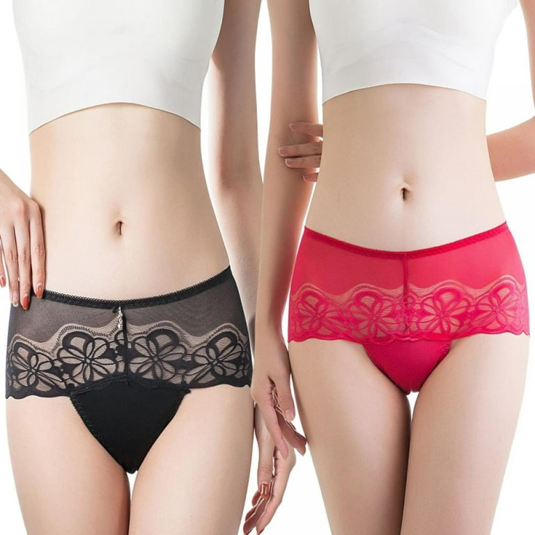 5 Pack Womens Sexy Underwear Lace Panties Middle Waisted Plus Size Ladies  Brief for Women