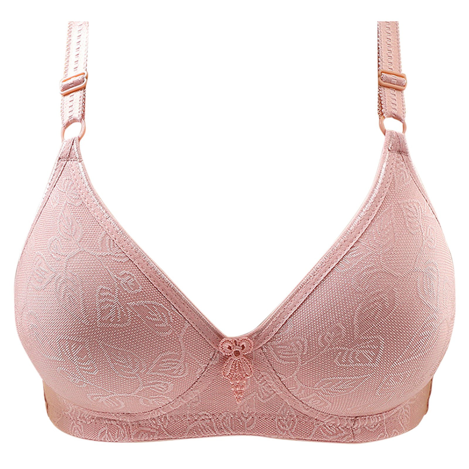 Womens Strapless Jacquard Minimizer Bra Plus Size Underwire Non-Padded  Apricot Pink 38F