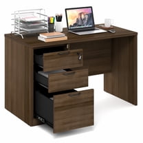 Furinno ROGER 47" Executive Desk with 3-Drawer Cord Grommet Modern Walnut