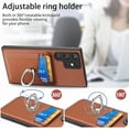 thumbnail image 5 of Phone Case for Samsung Galaxy S23 Ultra 5G Wallet Cover with Screen Protector Slim Ring Stand Credit Card Holder Magnetic Leather Cell Accessories S23Ultra 23S S 23 23Ultra 6.8 inch Women Men Brown, 5 of 13
