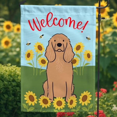 Cocker Spaniel Sunflower Summer Flag 12x18 POLE NOT INCLUDED Garden Flag