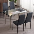 thumbnail image 4 of Ktaxon Modern 5 Piece Dining Table Set for 4, Glass Kitchen Table with 4 Highback Padded Upholstered Chairs for Dining Room, Kitchen, Family Dinners, Breakfast, Black, 4 of 7